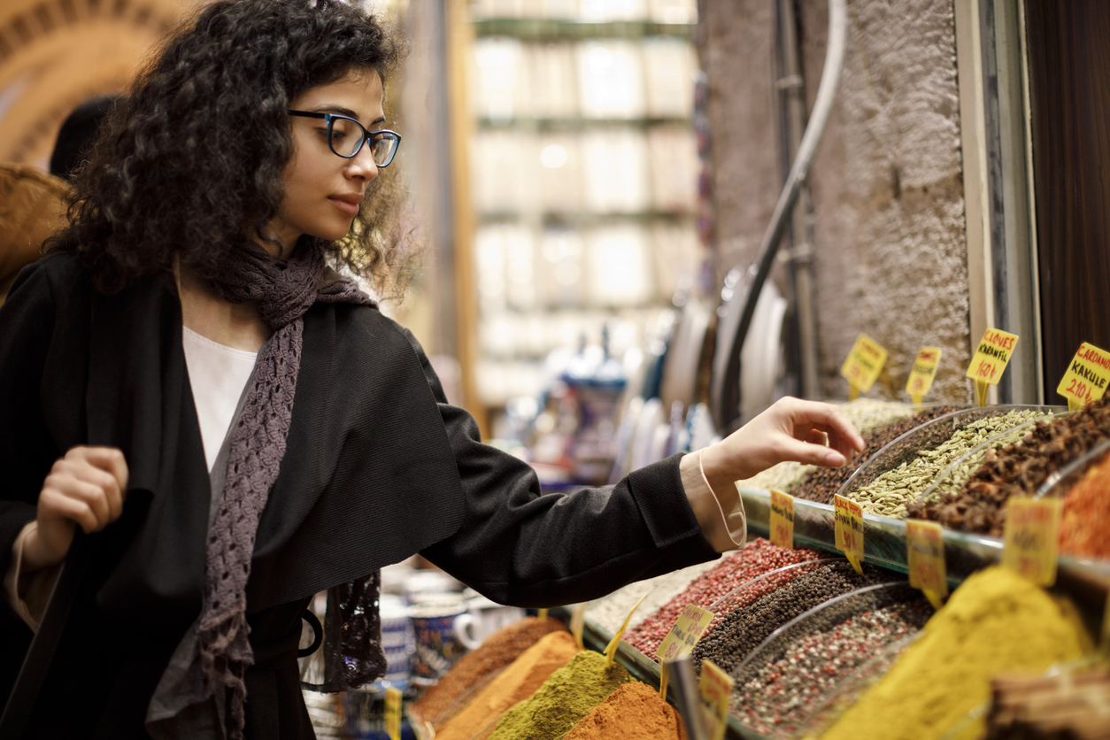 image of woman in spice shop