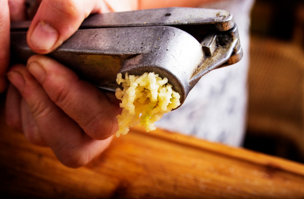 crushing garlic