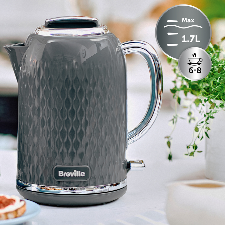Breville VKT227 Curve Jug Kettle, 3000 W, 1.7 Litres (Grey)