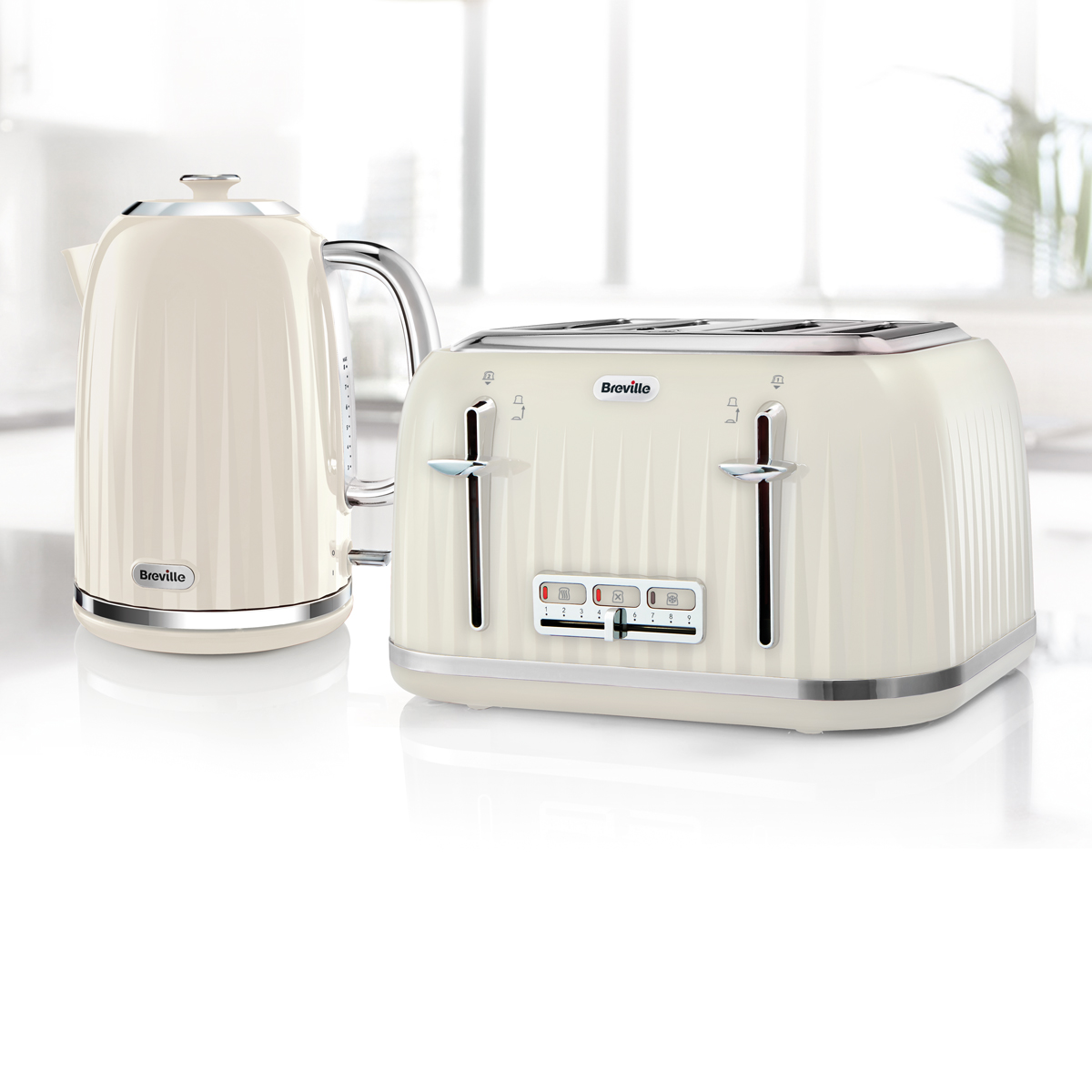 Details about   BREVILLE Flow Collection Jug Kettle and 4 Slice Matching Toaster Set Slate Grey